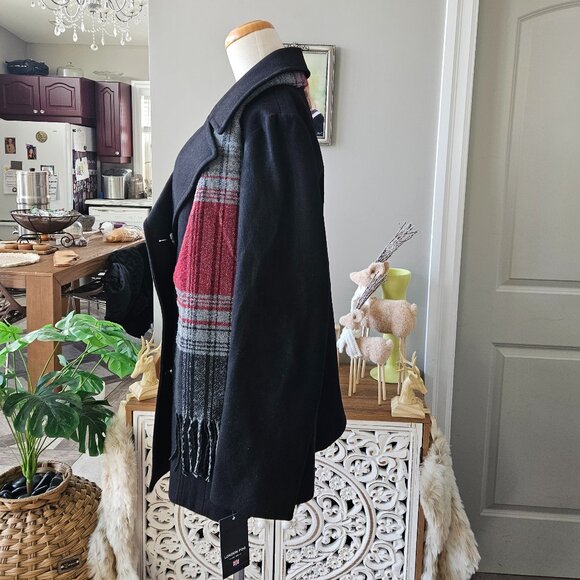 NWT London Fog Double Breasted Peacoat w Scarf, XL - Picture 7 of 8